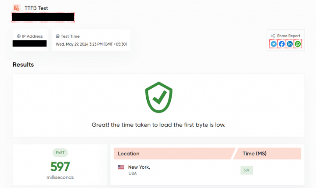 Server Response Time [TTFB] Test